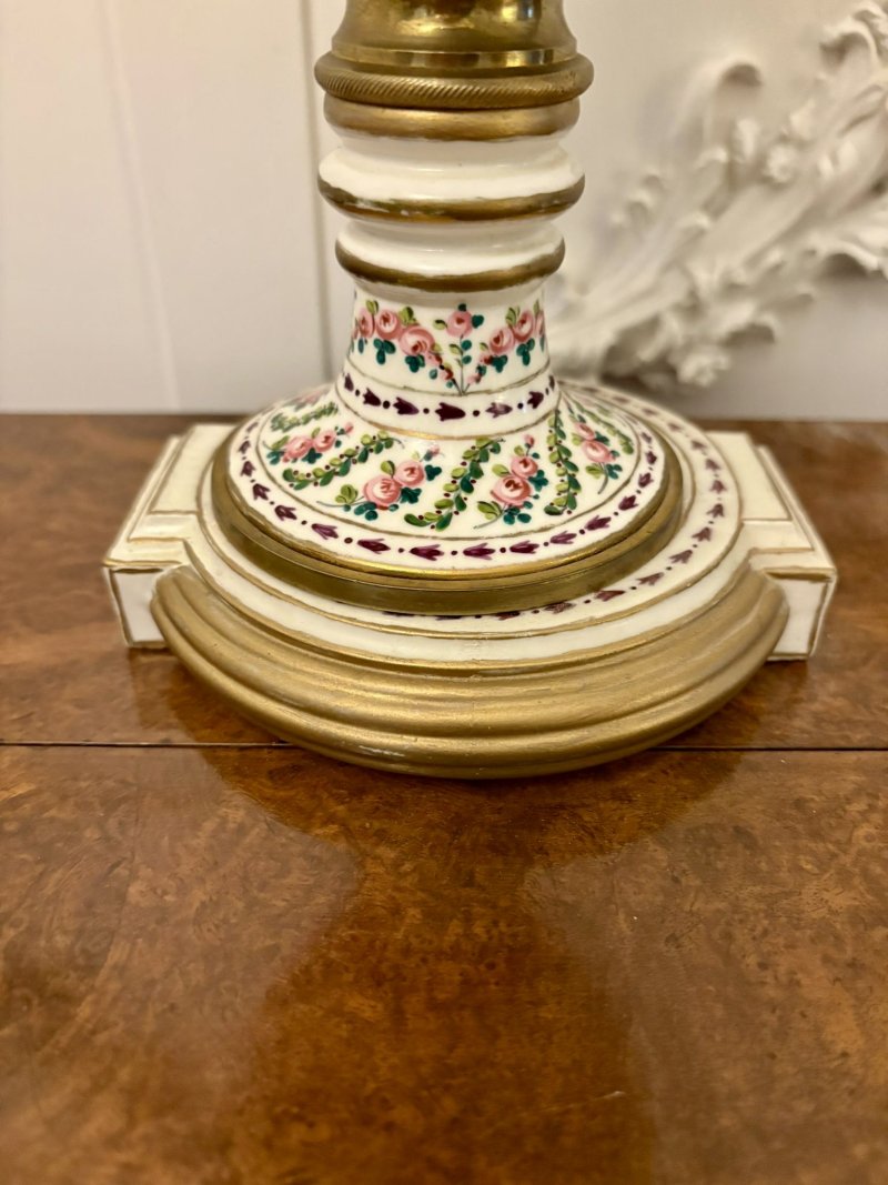 Outstanding Quality Antique French Victorian Hand-Painted Porcelain Urn Mantel Clock